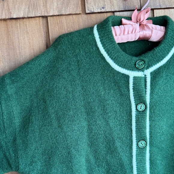 Zara Dark Green Cardigan with Cream Trim - Picture 3 of 6